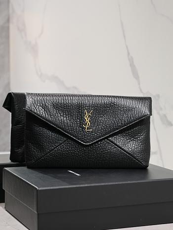 Fortok Saint Laurent Black Cassandre Large Leather Pouch 769307 29.5×18×4.5cm