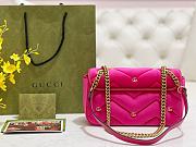Fortok Gucci GG Marmont Mini Shoulder Bag Pink Velvet 26x15x7cm - 3