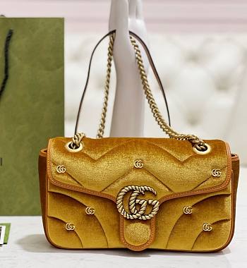 Fortok Gucci GG Marmont Mini Shoulder Bag Brown Velvet 26x15x7cm