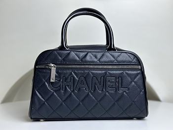 Fortok Chanel Vintagge Bowling Boston Bag in Black AS3040 27x16x9cm