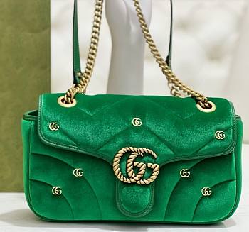 Fortok Gucci GG Marmont Mini Shoulder Bag Green Velvet 26x15x7cm