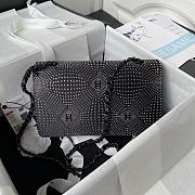 Fortok Chanel Evening Bag Velvet Diamante Silver Metal Black & Silver 20cm - 6