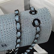 Fortok Chanel Evening Bag Velvet Diamante Silver Metal Blue & Silver 20cm - 2