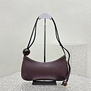Fortok Jacquemus Brown Le Bisou Perle Leather Shoulder Bag 27x10.5cm - 6