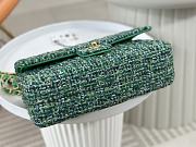 Fortok Chanel Tweed Quilted Flap Bag Green 25cm - 5