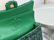 Fortok Chanel Tweed Quilted Flap Bag Green 25cm - 4