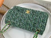 Fortok Chanel Tweed Quilted Flap Bag Green 25cm - 3