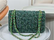Fortok Chanel Tweed Quilted Flap Bag Green 25cm - 2