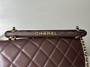 Fortok Chanel 23A Wooden Handle Flap Bag in Dark Brown AS4151 12.5x21x6cm  - 2