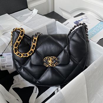 Fortok Chanel 24C Lambskin Hobo Bag Black AS4638 25×20×7cm