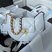 Fortok Chanel 24C Lambskin Hobo Bag White AS4638 25×20×7cm - 1