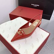 Fortok Valentino V-buckle Logo Heel Sandals in Red - 5