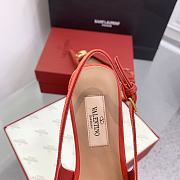 Fortok Valentino V-buckle Logo Heel Sandals in Red - 4