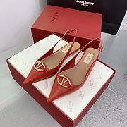 Fortok Valentino V-buckle Logo Heel Sandals in Red - 3