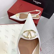 Fortok Valentino V-buckle Logo Heel Sandals in White - 4