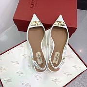Fortok Valentino V-buckle Logo Heel Sandals in White - 3