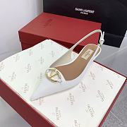 Fortok Valentino V-buckle Logo Heel Sandals in White - 2