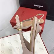 Fortok Valentino V-buckle Logo Heel Sandals in Beige - 5