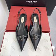 Fortok Valentino V-buckle Logo Heel Sandals in Black - 1