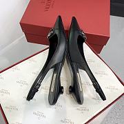 Fortok Valentino V-buckle Logo Heel Sandals in Black - 4