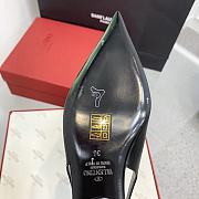 Fortok Valentino V-buckle Logo Heel Sandals in Black - 3