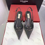 Fortok Valentino V-buckle Logo Heel Sandals in Black/Grey - 1