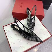 Fortok Valentino V-buckle Logo Heel Sandals in Black/Grey - 2
