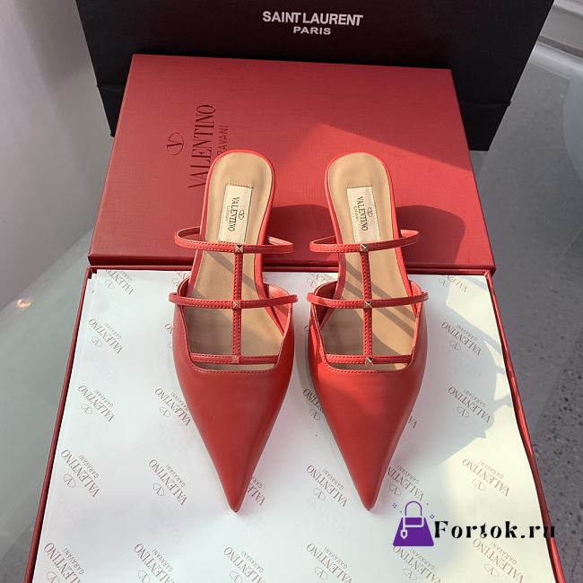 Fortok Valentino Heel Slippers in Red - 1