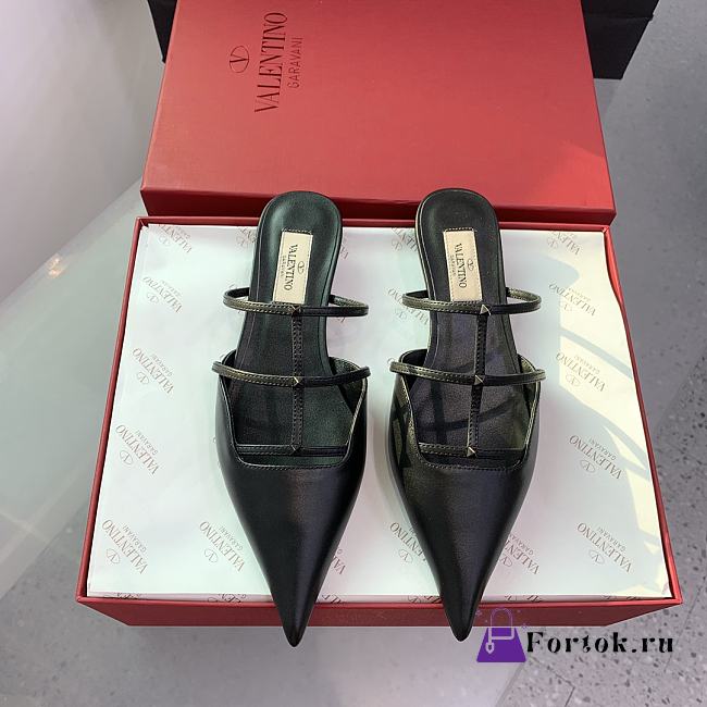 Fortok Valentino Heel Slippers in Black - 1