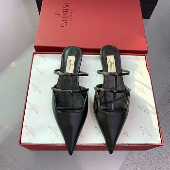 Fortok Valentino Heel Slippers in Black