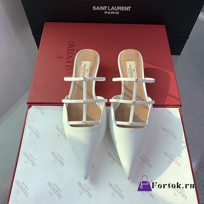 Fortok Valentino Heel Slippers in White - 1