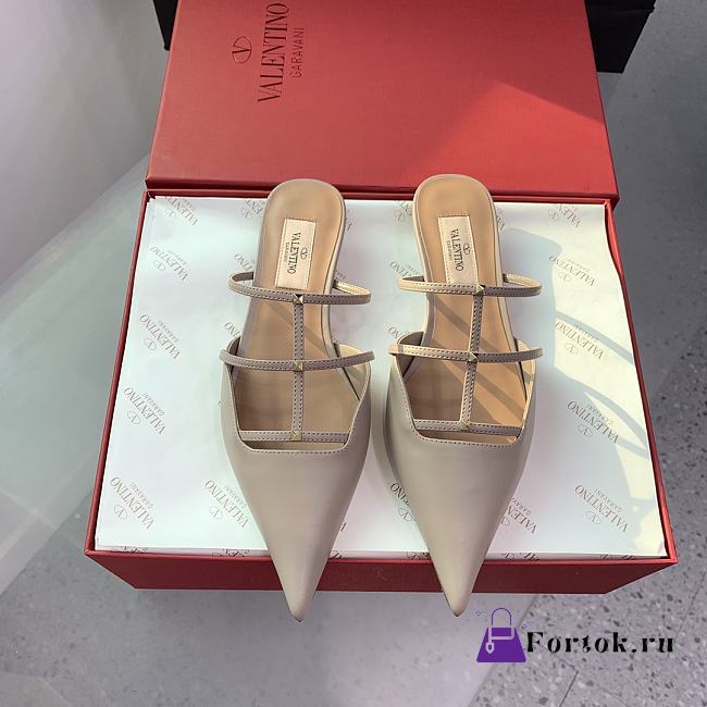 Fortok Valentino Heel Slippers in Beige - 1