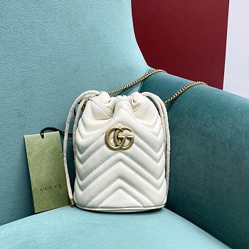 Fortok Gucci Marmont Mini Bucket Bag White 575163 19x17x10.5cm