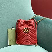 Fortok Gucci Marmont Mini Bucket Bag Red 575163 19x17x10.5cm - 1