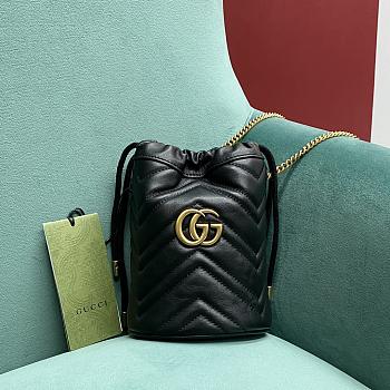 Fortok Gucci Marmont Mini Bucket Bag Black 575163 19x17x10.5cm