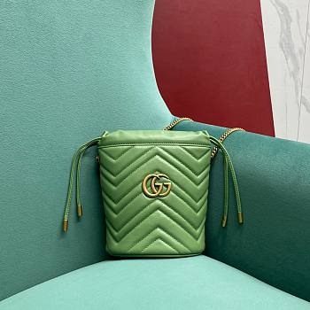 Fortok Gucci Marmont Mini Bucket Bag Green 575163 19x17x10.5cm