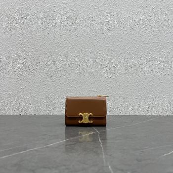 Fortok Celine Triomphe Wallet Brown 100652 9.5x7.5x3cm