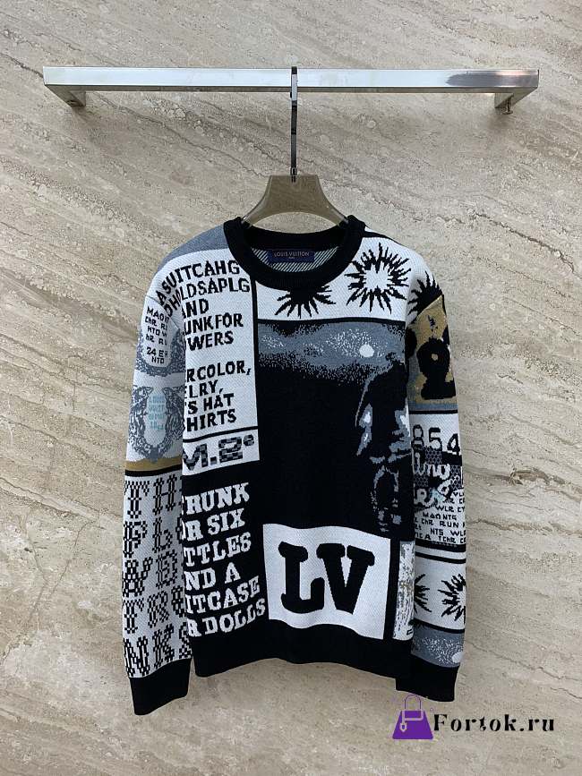 Fortok Louis Vuitton 23 Comic Jacquard Pullover Sweater - 1