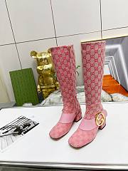 Fortok Gucci High Heel Stiletto Side Zipper Boots Pink - 2