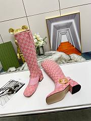 Fortok Gucci High Heel Stiletto Side Zipper Boots Pink - 6