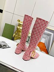 Fortok Gucci High Heel Stiletto Side Zipper Boots Pink - 3