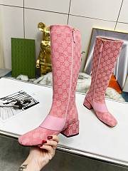 Fortok Gucci High Heel Stiletto Side Zipper Boots Pink - 4