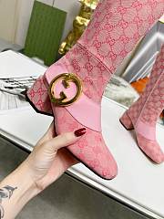 Fortok Gucci High Heel Stiletto Side Zipper Boots Pink - 5