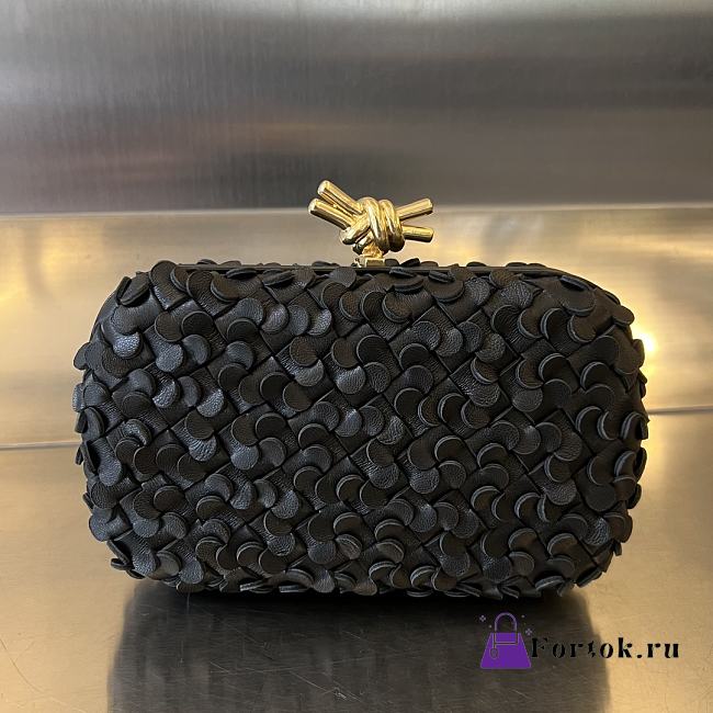 Fortok Bottega Veneta Black Metallic Knot Leather Clutch Bag 19x11.5x5cm - 1