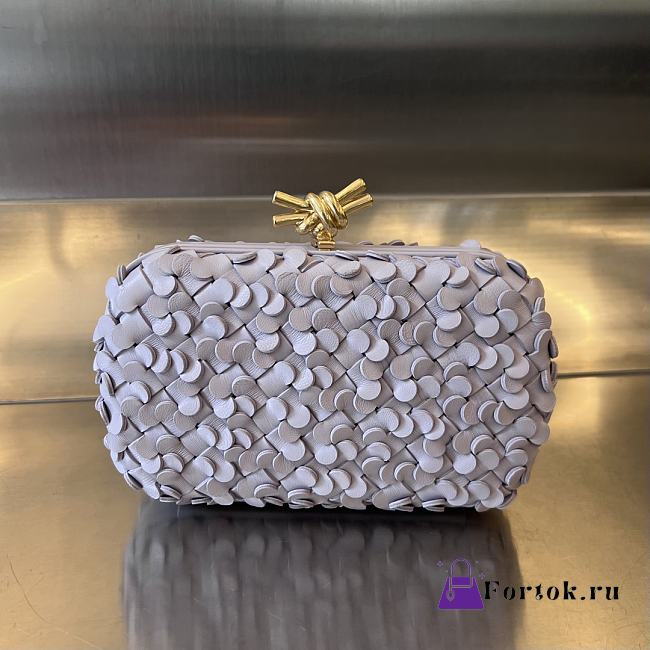 Fortok Bottega Veneta Purple Metallic Knot Leather Clutch Bag 19x11.5x5cm - 1