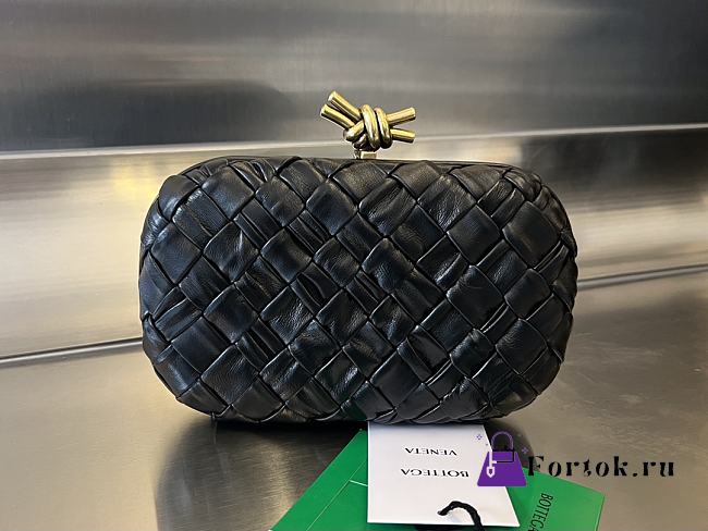 Fortok Bottega Veneta Knot Minaudière Clutch Black 19x11.5x5cm - 1