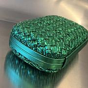 Fortok Bottega Veneta Knot Pressed Intreccio Laminated Leather Minaudiere Clutch Green 20x12x5.5cm - 6