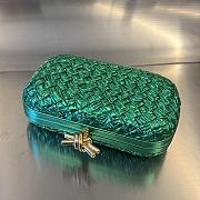 Fortok Bottega Veneta Knot Pressed Intreccio Laminated Leather Minaudiere Clutch Green 20x12x5.5cm - 4