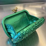 Fortok Bottega Veneta Knot Pressed Intreccio Laminated Leather Minaudiere Clutch Green 20x12x5.5cm - 3