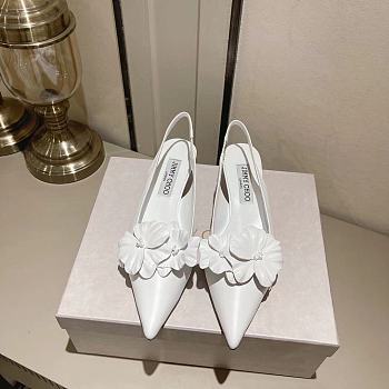 Fortok Jimmy Choo Amita Flowers 45 Slingback Pumps in White